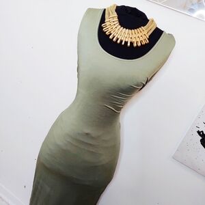 Olive green long maxi summer dress